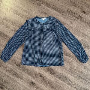 Whistles Blue Daisy Print Frill Blouse